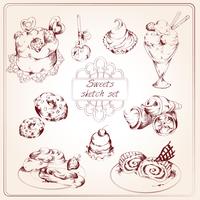 Sweets sketch set vector