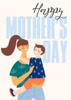 Happy Mothers Day. Women and child. vector