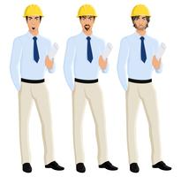 Man engineer portrait set vector