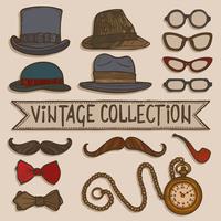 Vintage hats and glasses set vector