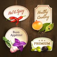 Herbs and spices badges set vector