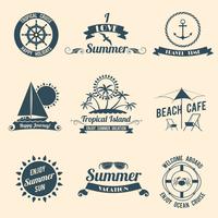 Summer sea emblems black vector