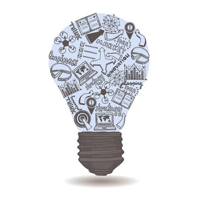 Lightbulb with sketch inside