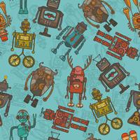 Hipster robot color seamless pattern vector