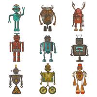 Hipster robot set vector