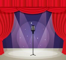 Stage with microphone vector