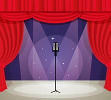 Stage with microphone vector