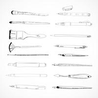 Drawing tools icons sketch vector