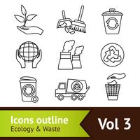 Esquema de conjunto de iconos de ecología vector