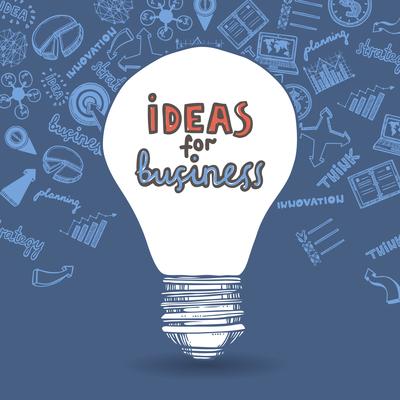 Lightbulb and drawing business strategy