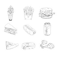 Set of fast food icons vector