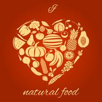 Natural food heart vector
