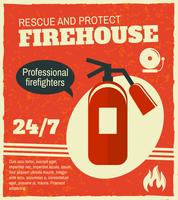 Firefighting retro poster vector