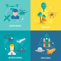 Aircraft icons set vector