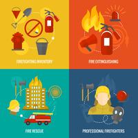 Firefighting icons composition vector