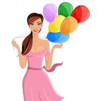 Woman balloon portrait vector