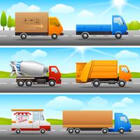 Realistic truck icons on road vector