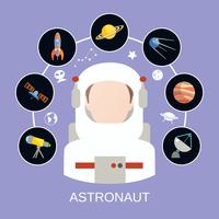 Astronaut and space icons vector