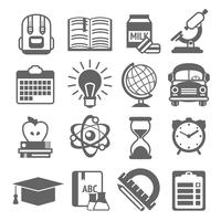 Education icons black and white vector