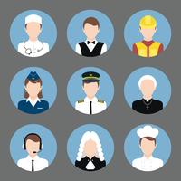 Conjunto de iconos planos de avatar de profesiones vector