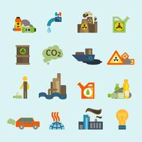 Pollution icon set vector