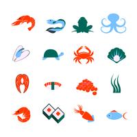 Seafood icons set vector