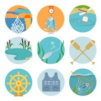 Set of fishing icons vector