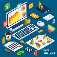 Conjunto de análisis de datos isométricos vector