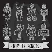 Hipster robot set vector