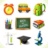 Realistic school education icons set vector