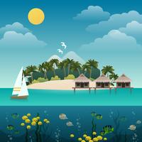 Tropical island background vector