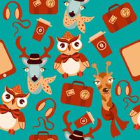 Animal hipsters seamless background vector