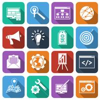 Conjunto de iconos de SEO plano vector