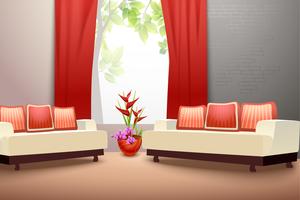 Interior design living room vector