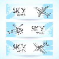 Aircraft icons banners sketch vector