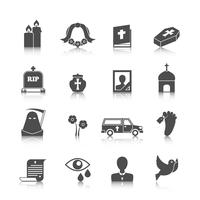 Funeral icons set vector