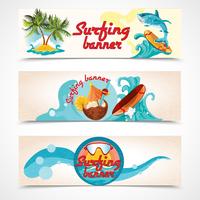 Surfing banners set vector