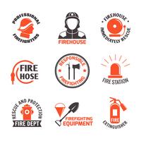 Firefighting label set vector