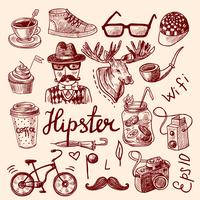 Set of hipster icons vector