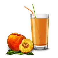 Peach juice glass vector