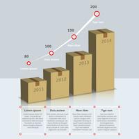 Caja de cartón infografía de crecimiento. vector