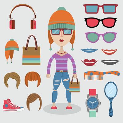 Isolated cute female hipster character Vector 28271078 Vector Art at  Vecteezy