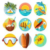Surfing icons set vector