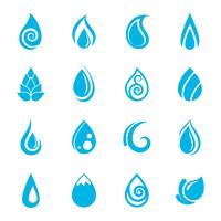 Iconos de gotas de agua azul vector