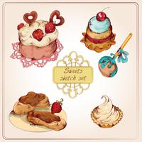 Sweets colored set vector