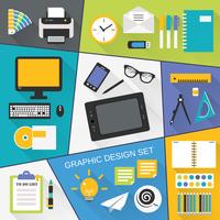 Graphic design flat set vector