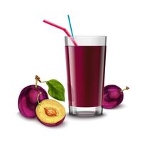 Plum juice glass vector