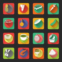 Iconos planos de comida vector