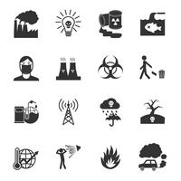 Pollution Icons Set vector