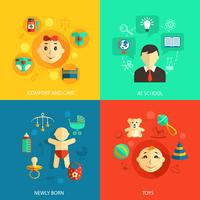 Children concept flat icons vector